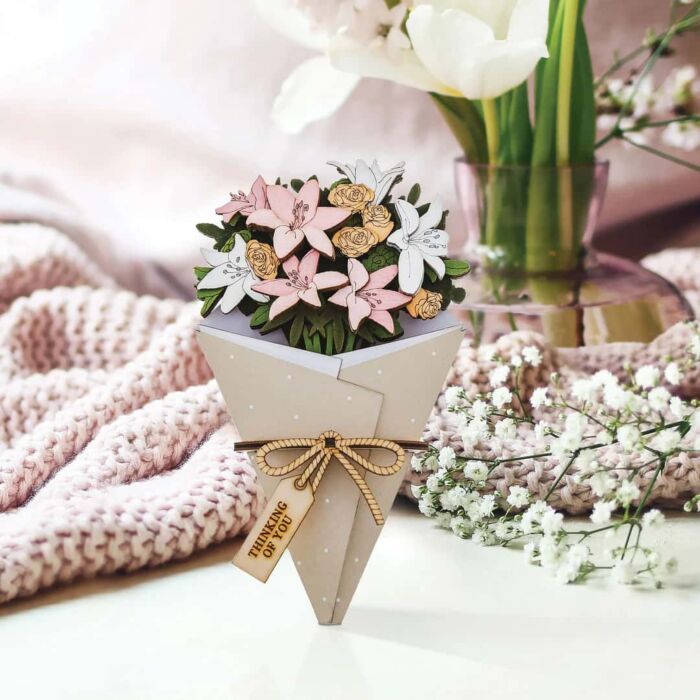 Wild & Wood Thinking of You 3D Flower Figurine Card Letterbox Gift